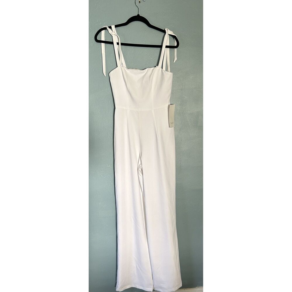 NWT Anthropologie BHLDN Theia Trinity white wide legged lined jumpsuit size 4